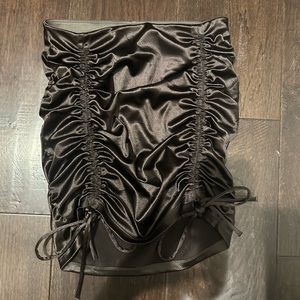 H&M brown satin ruched mini skirt